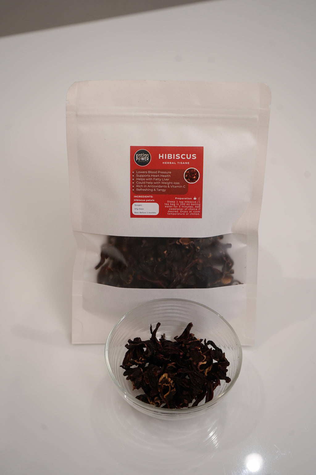 Hibiscus herbal tea for heart and hormonal health by Potion Power