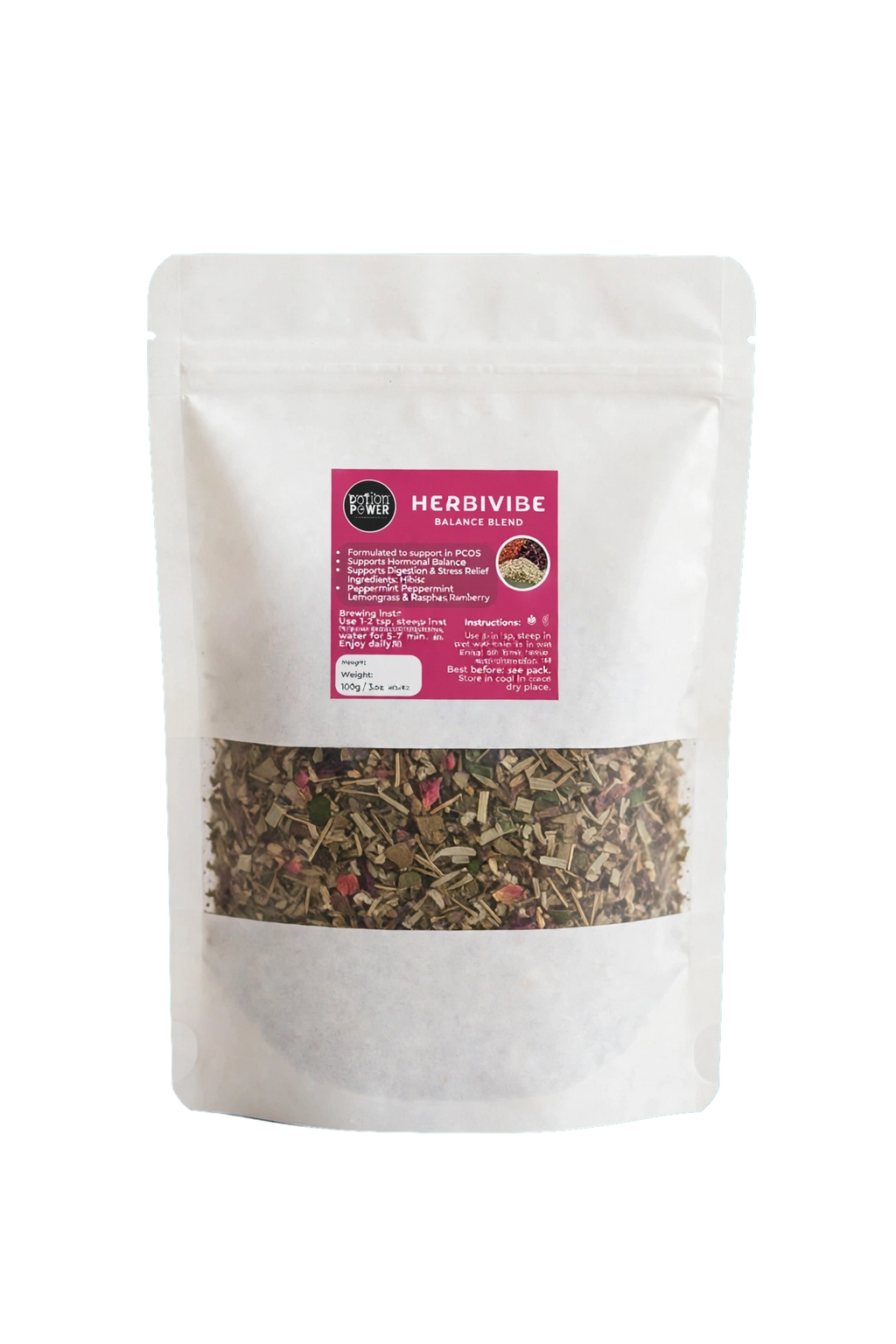 Herbivibe is a herbal tea blend of caffeine free ingredients meant for supporting menstrual wellness and PCOD symptoms