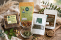 Gift bundle for New mothers that has complete postpartum wellness nourishment. Energy bars, caffeine-free herbal tea, nettle tea, dill seed mouth freshener - all have galactogogue properties that boost breastmilk production naturally, strengthen the uterus and nourish the bones and muscles of the pelvis. 